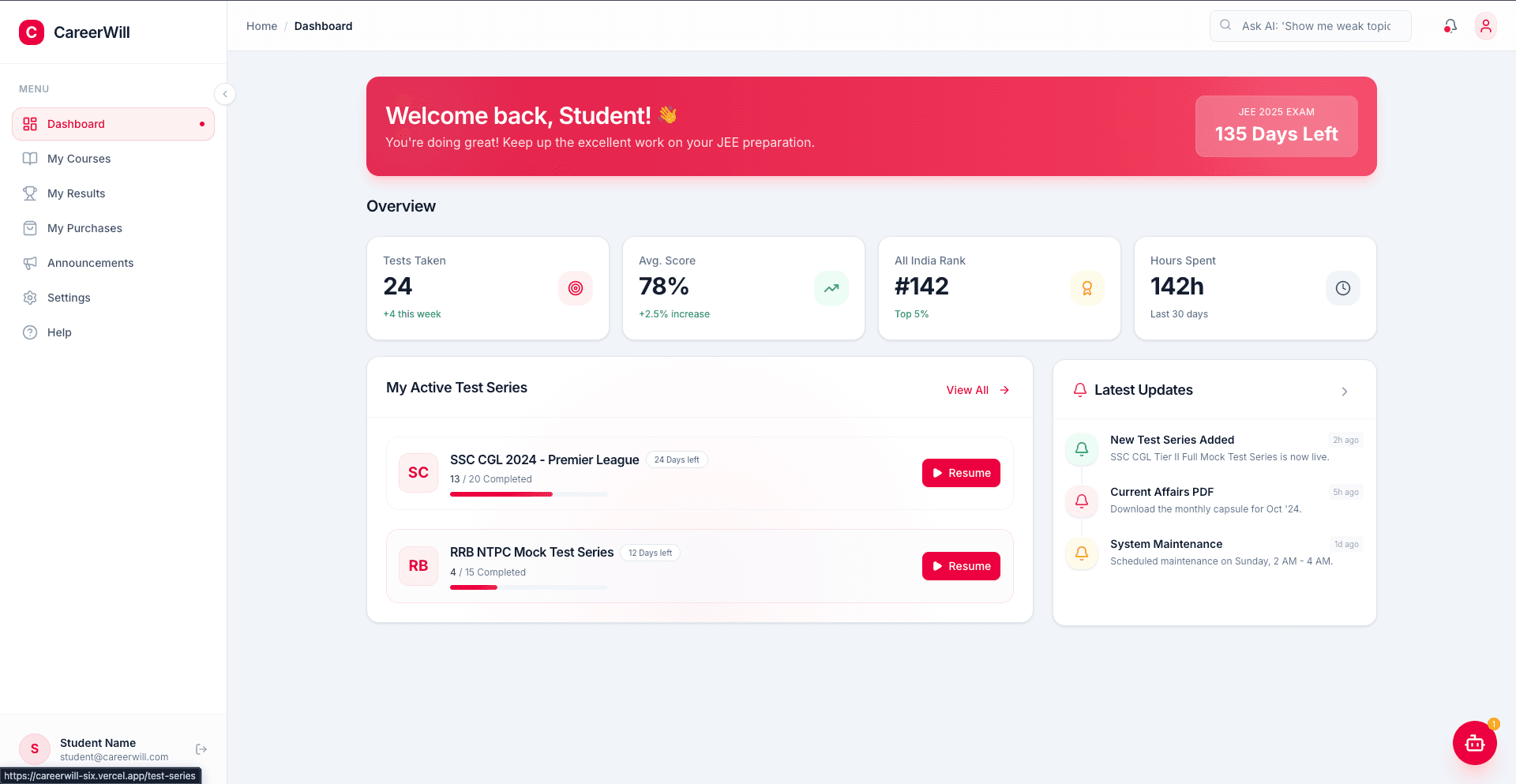 Day 2: careerwill-six.vercel.app