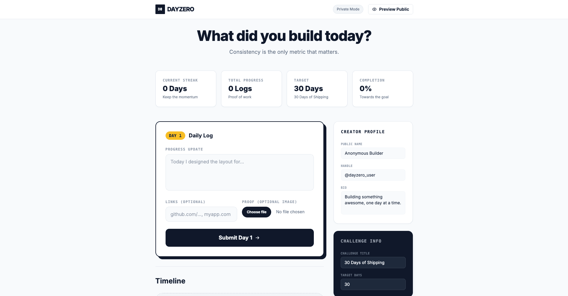Day 23: dayzero-theta.vercel.app