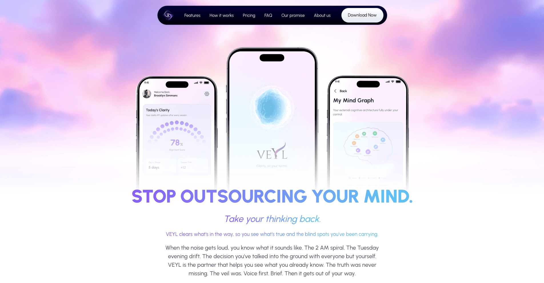 Stop outsourcing your mind: the hero section